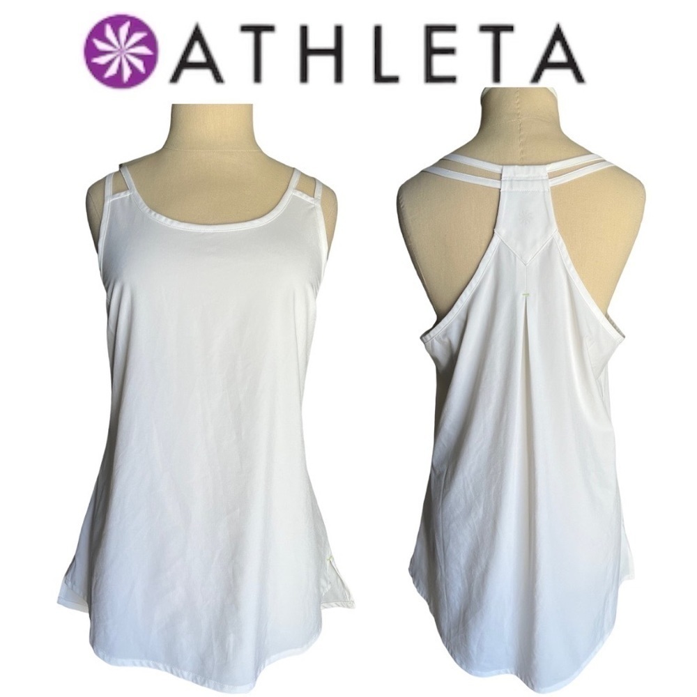 ATHLETA Go Time White Sexy Strappy Racer Back Lightweight Tank Size Small